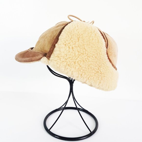 Accessories - Vintage Brown Shearling Sheepskin Leather Trapper Earflap Hat